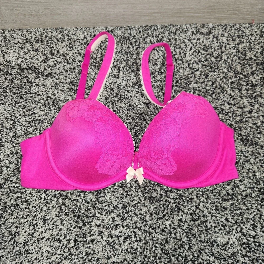 victorias secret body by victoria Padded Push Up bra Hot Pink Lace Women's 34B